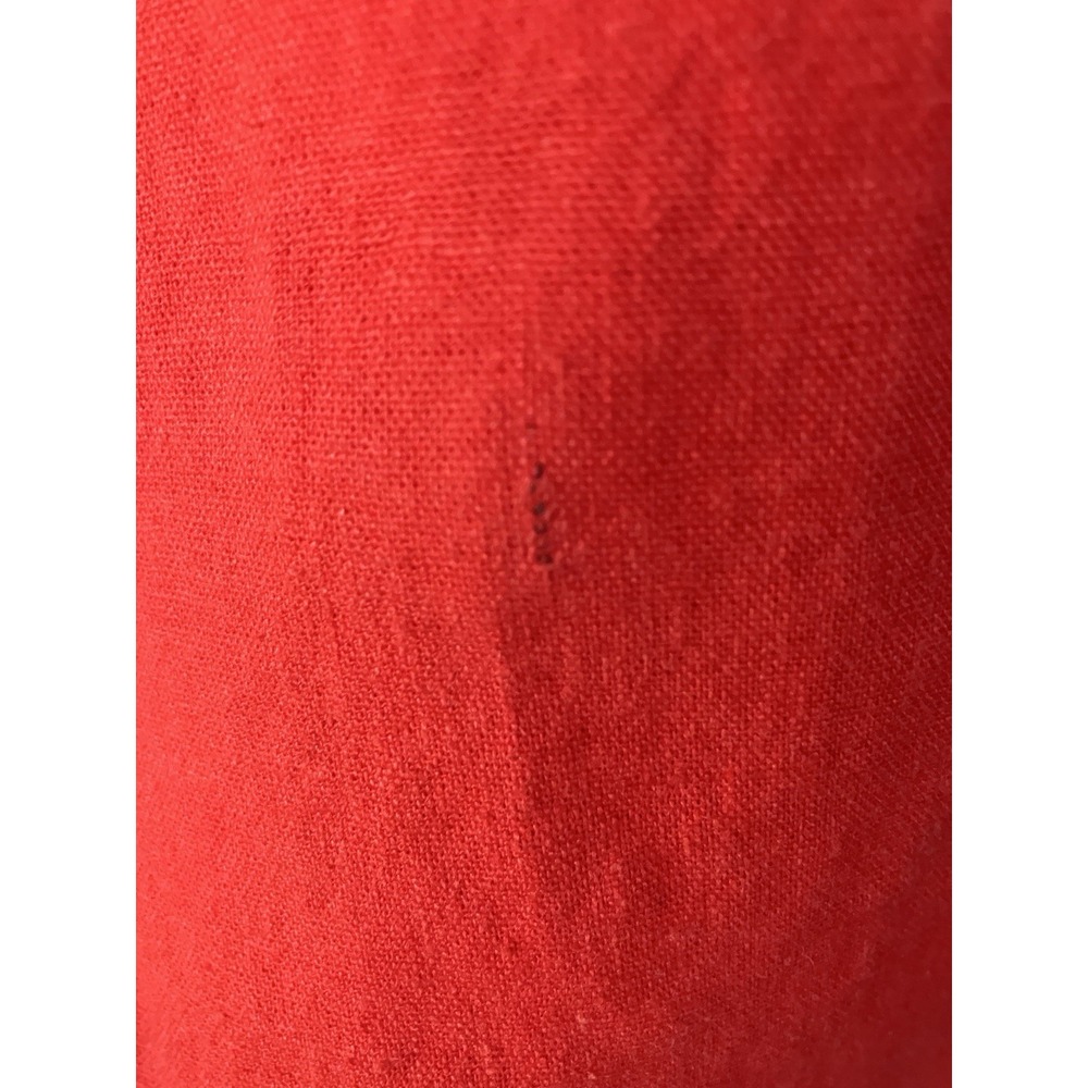 XXL Tall Old Navy Linen Blend Dress Puff Sleeve Button Front Midi Smocked Red - Picture 2 of 9